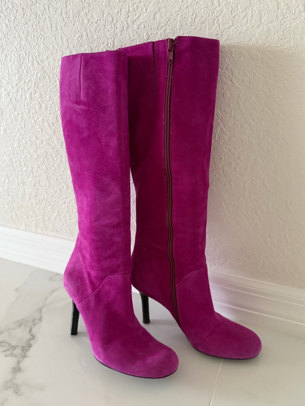 Via Spiga Fuchsia Pink Suede Knee High Boots Size 6.5 Italy